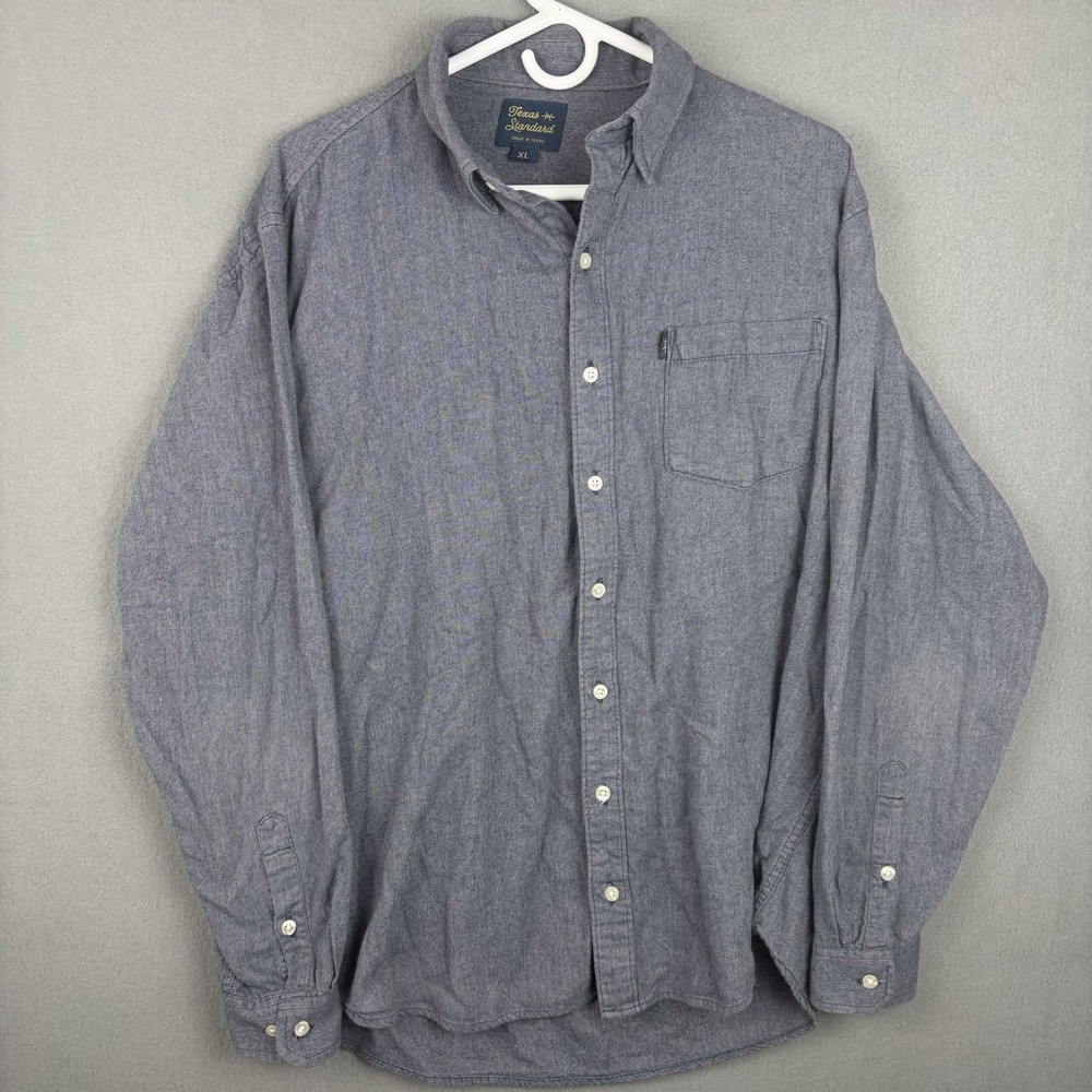 Texas Standard Shirt Mens XL Grey Long Sleeve Button Down Soft USA Made